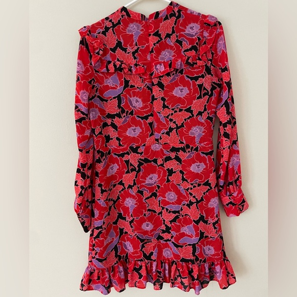 Who What Wear Floral Ruffle Long Sleeve Lined Dress - Picture 6 of 9